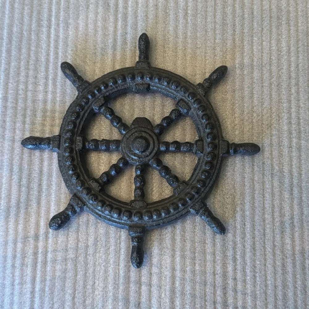 Cast Iron Ship's Wheel Bottle Opener Coaster - Bar Grill Party or Man Cave